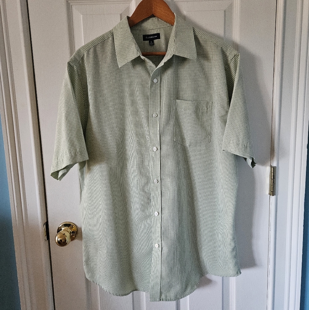 📌3for$10 Croft & Barrow Button Shirt Adult Plaid Short Sleeve Pocket